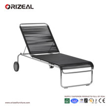 Chaise longue en plein air avec tissage en PVC rond OZ-OR049